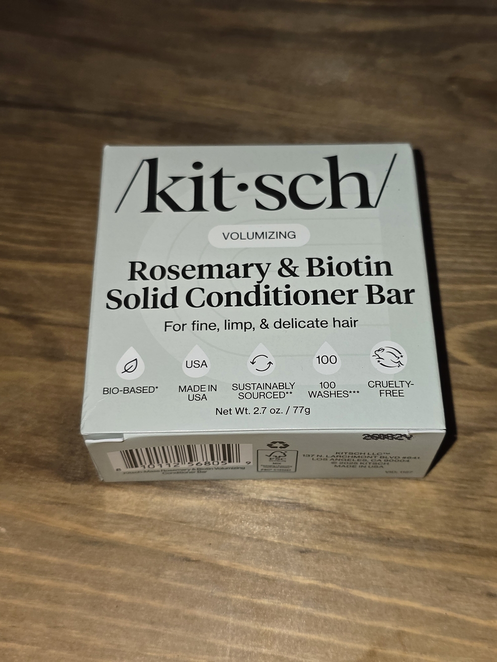Kitsch Rosemary & Biotin Solid Conditioner Bar 2.7 oz Volumizing 100 Washes NIB